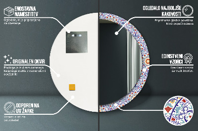 Miroir rond cadre imprimé Composition orientale colorée