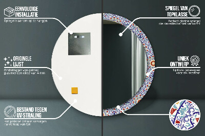 Miroir rond cadre imprimé Composition orientale colorée