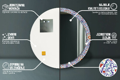 Miroir rond cadre imprimé Composition orientale colorée