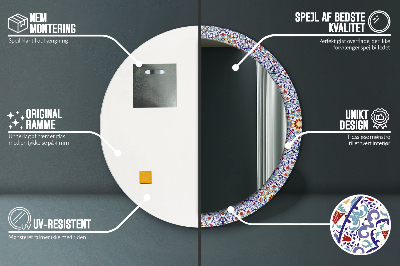 Miroir rond cadre imprimé Composition orientale colorée