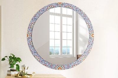 Miroir rond cadre imprimé Composition orientale colorée