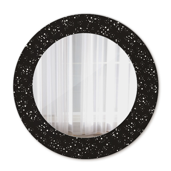 Miroir rond cadre avec impression Points chaotiques