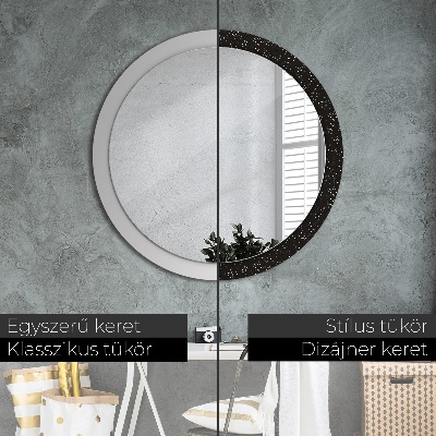 Miroir rond cadre avec impression Points chaotiques