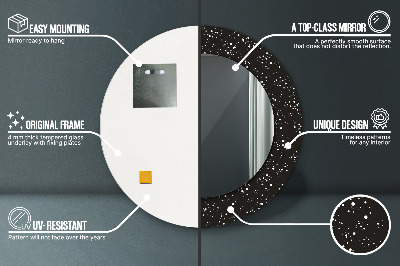 Miroir rond cadre avec impression Points chaotiques