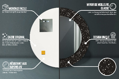 Miroir rond cadre avec impression Points chaotiques