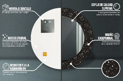 Miroir rond cadre avec impression Points chaotiques