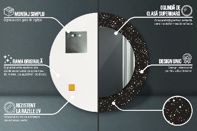 Miroir rond cadre avec impression Points chaotiques