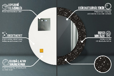 Miroir rond cadre avec impression Points chaotiques