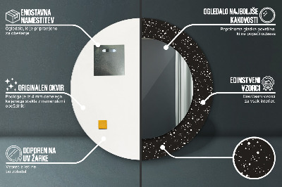 Miroir rond cadre avec impression Points chaotiques