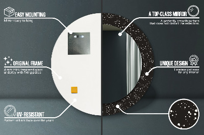 Miroir rond cadre avec impression Points chaotiques