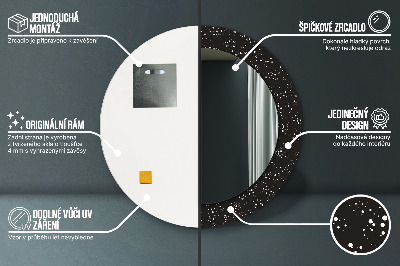 Miroir rond cadre avec impression Points chaotiques