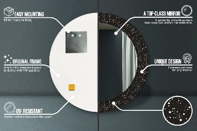 Miroir rond cadre avec impression Points chaotiques