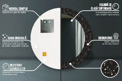 Miroir rond cadre avec impression Points chaotiques