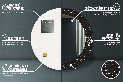 Miroir rond cadre avec impression Points chaotiques