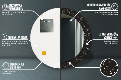 Miroir rond cadre avec impression Points chaotiques