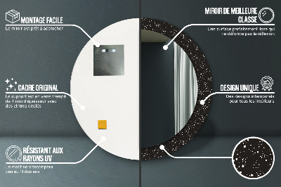 Miroir rond cadre avec impression Points chaotiques