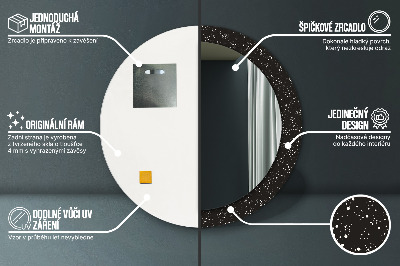 Miroir rond cadre avec impression Points chaotiques