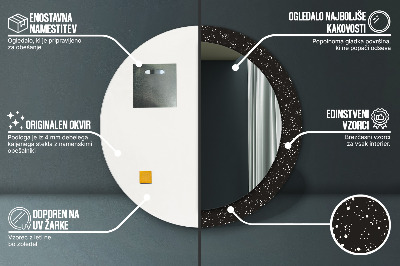 Miroir rond cadre avec impression Points chaotiques