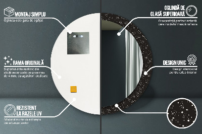 Miroir rond cadre avec impression Points chaotiques