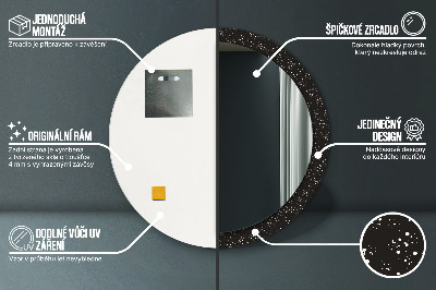 Miroir rond cadre avec impression Points chaotiques