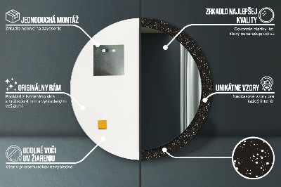 Miroir rond cadre avec impression Points chaotiques