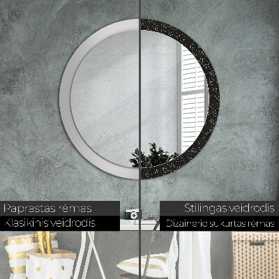 Miroir rond cadre avec impression Points chaotiques