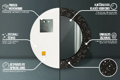 Miroir rond cadre avec impression Points chaotiques