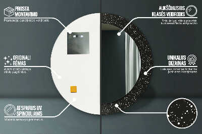 Miroir rond cadre avec impression Points chaotiques