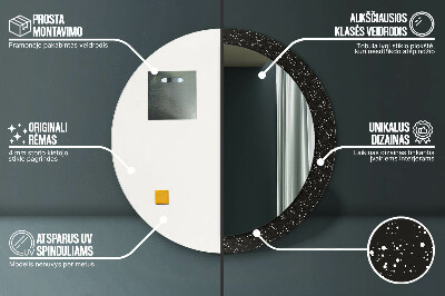 Miroir rond cadre avec impression Points chaotiques