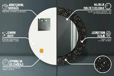 Miroir rond cadre avec impression Points chaotiques