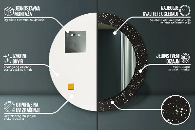 Miroir rond cadre avec impression Points chaotiques