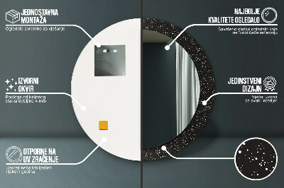 Miroir rond cadre avec impression Points chaotiques