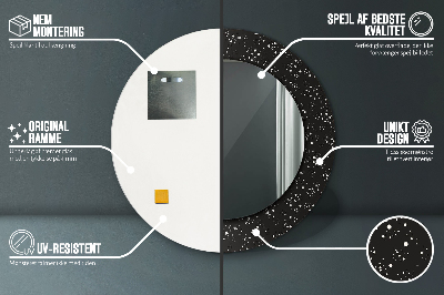 Miroir rond cadre avec impression Points chaotiques