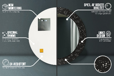 Miroir rond cadre avec impression Points chaotiques