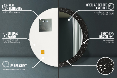 Miroir rond cadre avec impression Points chaotiques