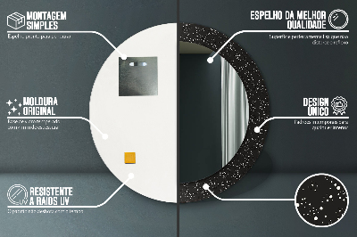 Miroir rond cadre avec impression Points chaotiques