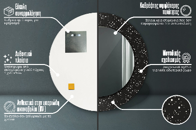 Miroir rond cadre avec impression Points chaotiques