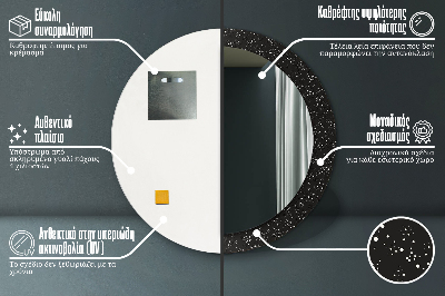 Miroir rond cadre avec impression Points chaotiques