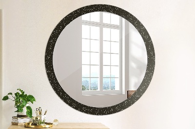 Miroir rond cadre avec impression Points chaotiques