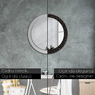 Miroir rond cadre avec impression Points chaotiques