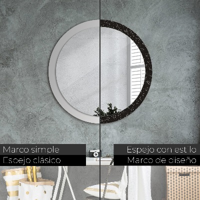 Miroir rond cadre avec impression Points chaotiques