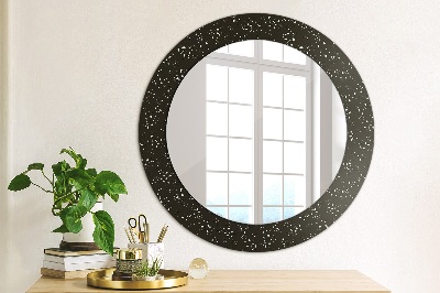 Miroir rond cadre avec impression Points chaotiques