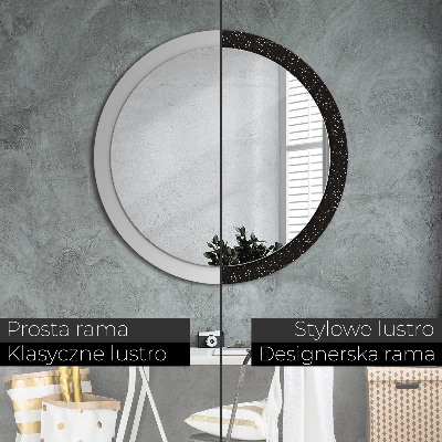 Miroir rond cadre avec impression Points chaotiques