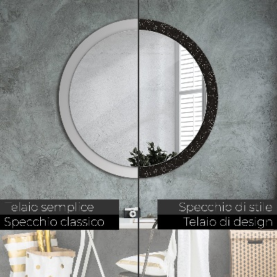 Miroir rond cadre avec impression Points chaotiques