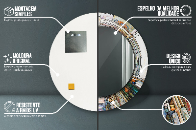 Miroir rond cadre imprimé Vitrail abstrait