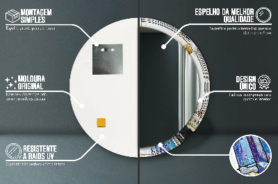 Miroir rond cadre imprimé Vitrail abstrait