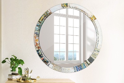 Miroir rond cadre imprimé Vitrail abstrait