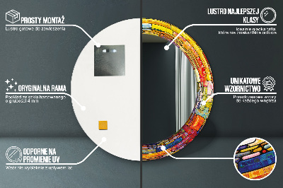 Miroir rond cadre imprimé Vitrail coloré