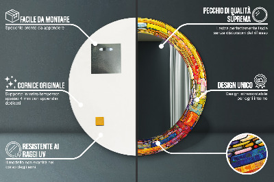 Miroir rond cadre imprimé Vitrail coloré