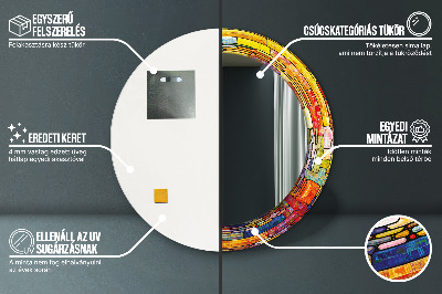 Miroir rond cadre imprimé Vitrail coloré